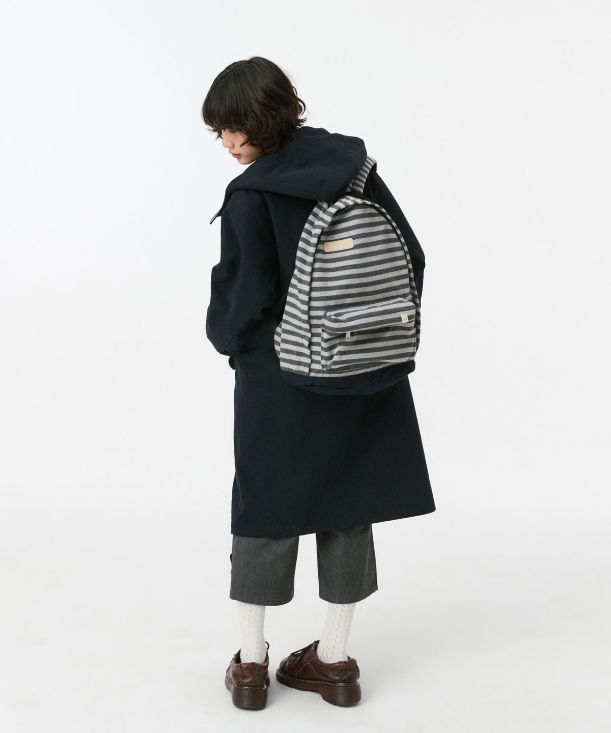 오헤시오(OHESHIO) JERSEY STRIPE BACKPACK, CHARCOAL
