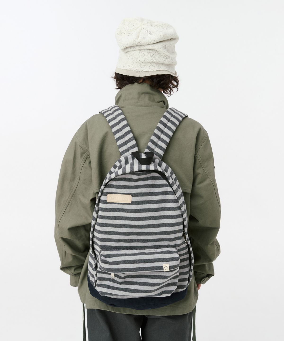 오헤시오(OHESHIO) JERSEY STRIPE BACKPACK, CHARCOAL
