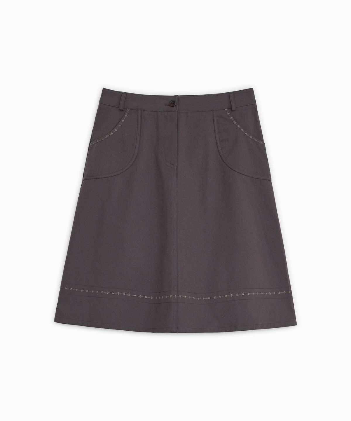 오헤시오(OHESHIO) EMBROIDERY POCKET A-LINE SKIRT, PURPLE
