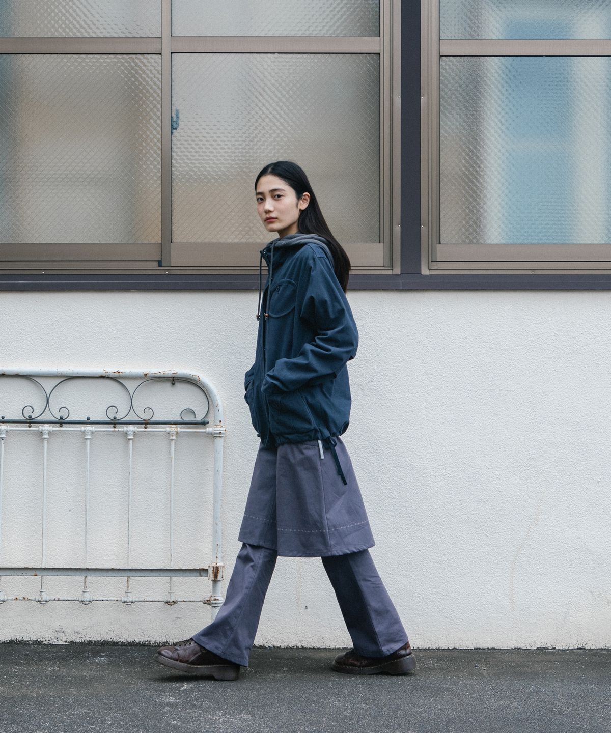 오헤시오(OHESHIO) EMBROIDERY POCKET A-LINE SKIRT, PURPLE