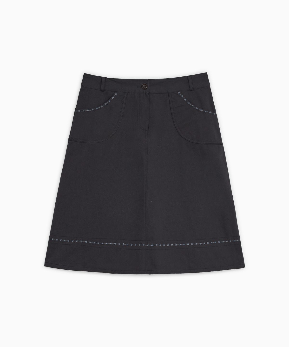 오헤시오(OHESHIO) EMBROIDERY POCKET A-LINE SKIRT, NAVY