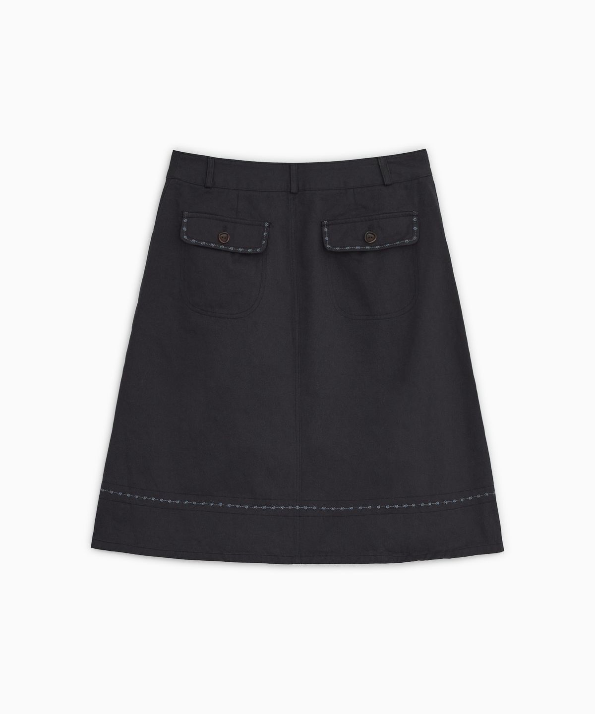 오헤시오(OHESHIO) EMBROIDERY POCKET A-LINE SKIRT, NAVY