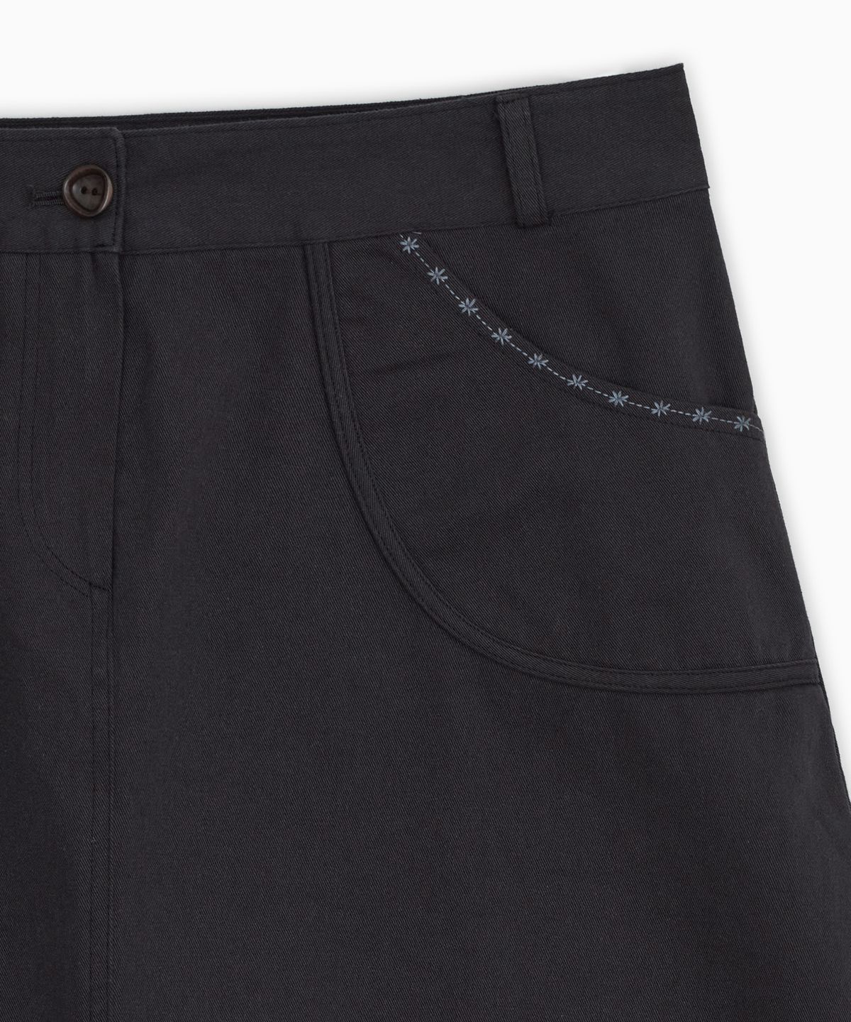 오헤시오(OHESHIO) EMBROIDERY POCKET A-LINE SKIRT, NAVY