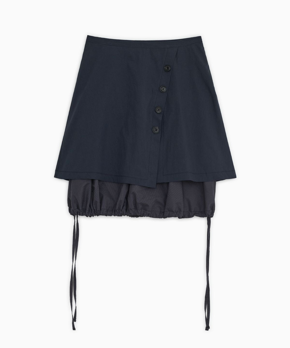 오헤시오(OHESHIO) BUTTON STRING LAYERED WRAP SKIRT, NAVY