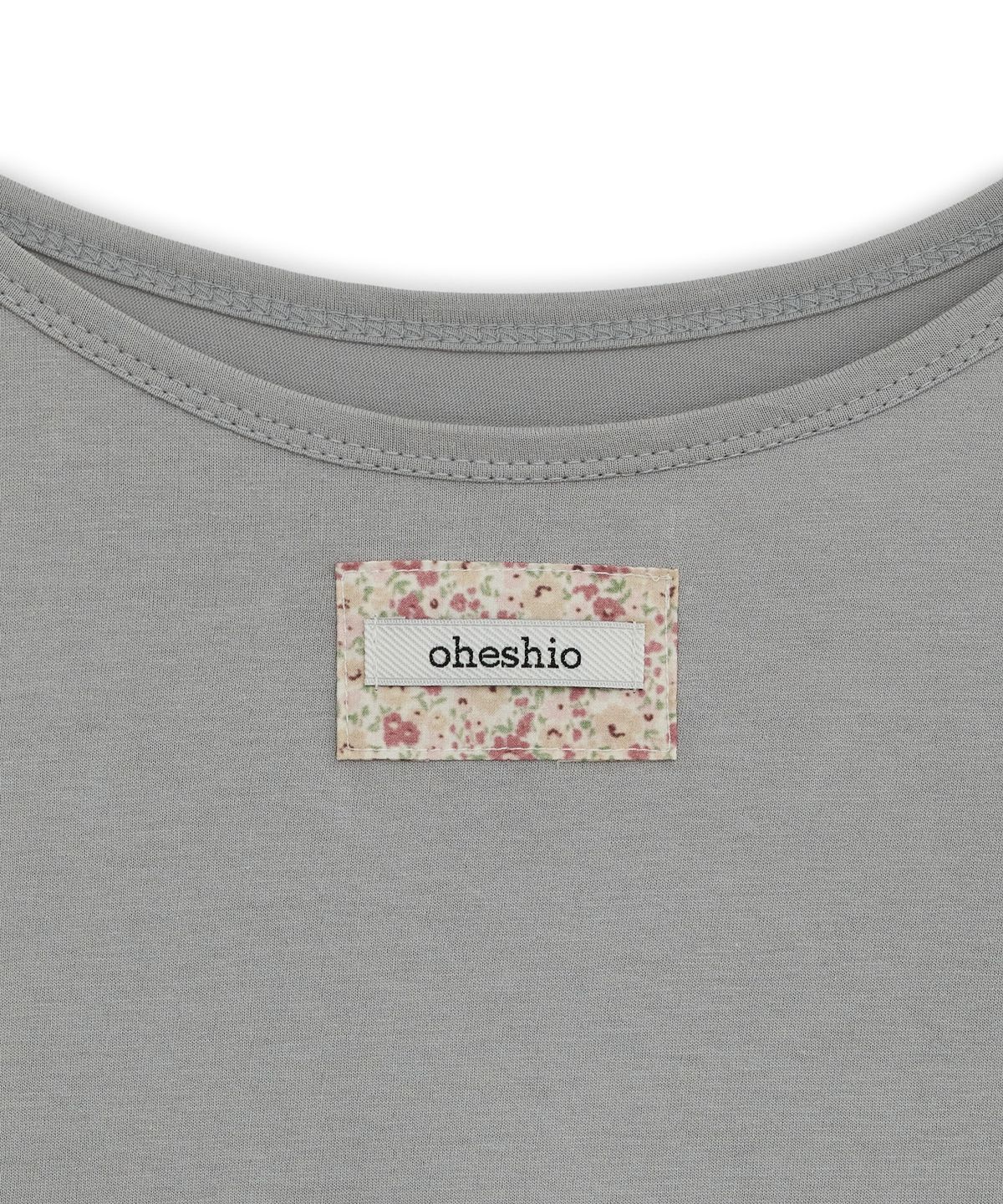 오헤시오(OHESHIO) FLORAL LABEL LAYERED T-SHIRT, GRAY