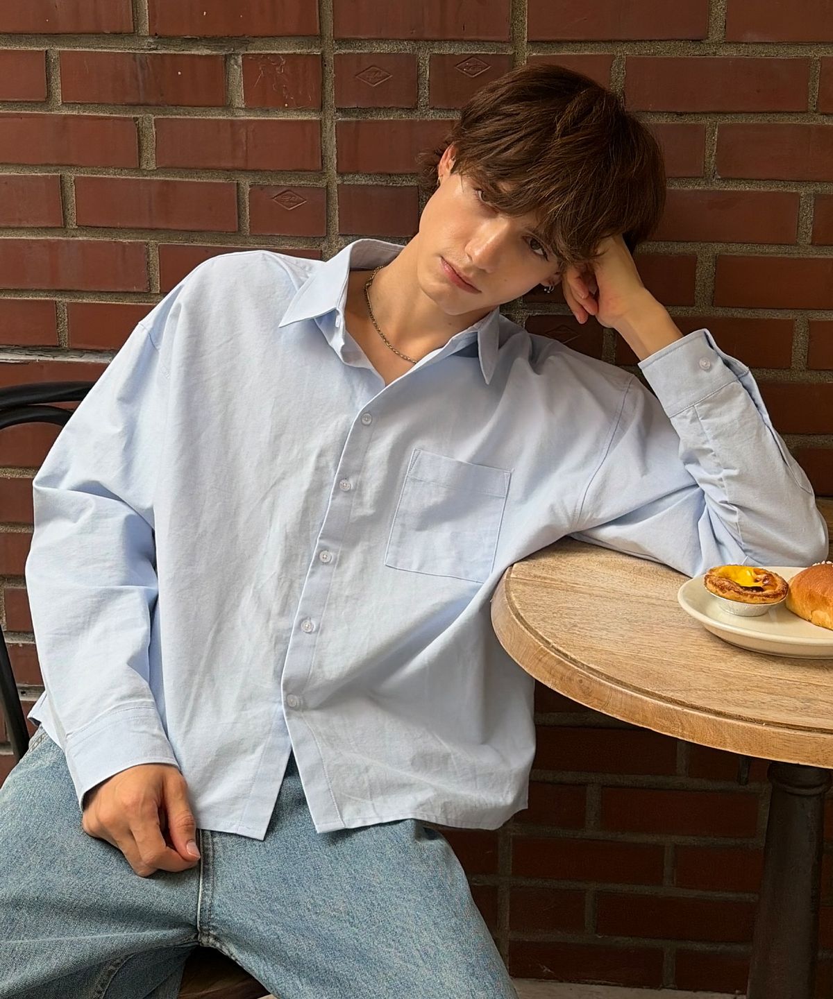 오우사(OWSA) 데일리 베이직 포켓셔츠 - Crop ver.