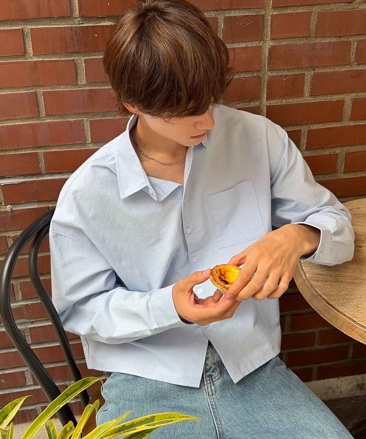 오우사(OWSA) 데일리 베이직 포켓셔츠 - Crop ver.