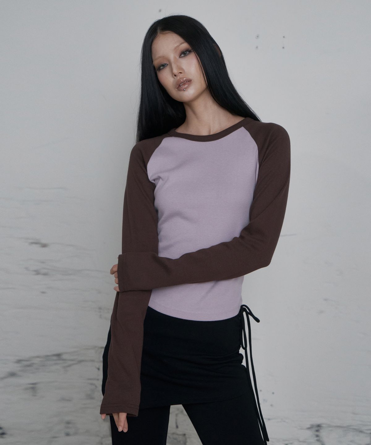 큐리티(CURETTY) C RAGLAN LONG SLEEVE T-SHIRT_SMOKE PINK