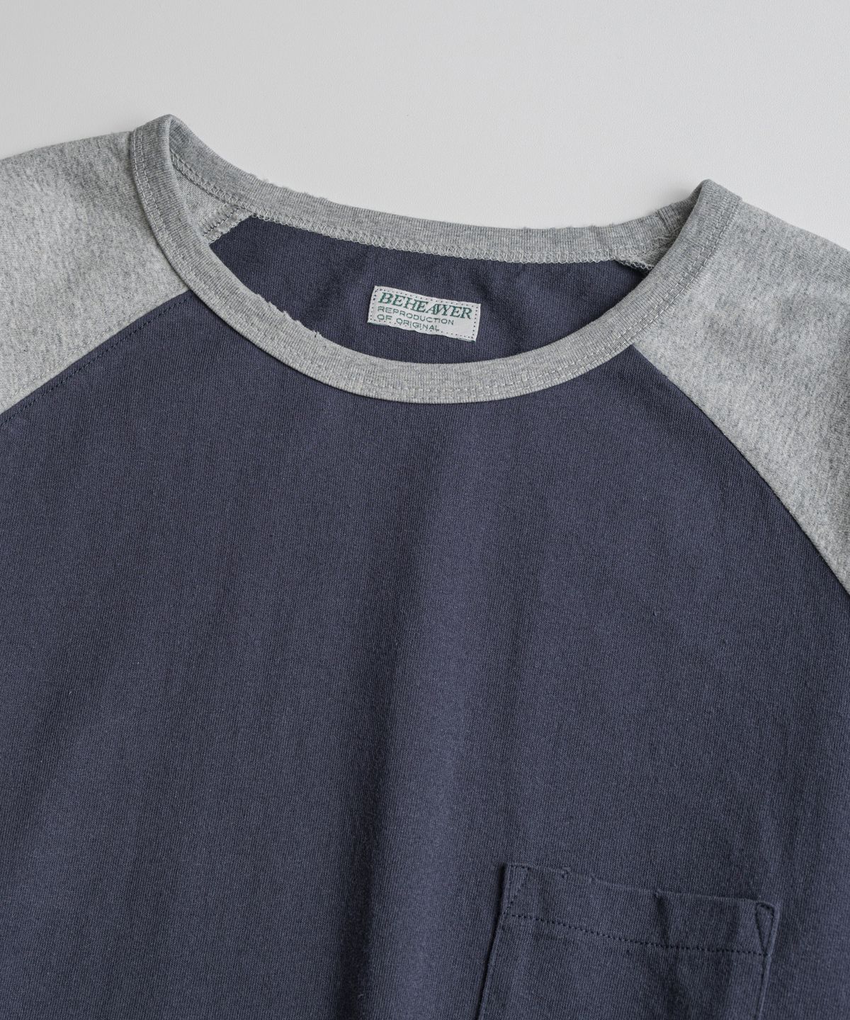 비헤비어(BEHEAVYER) DISTRESSED BASEBALL L/S SHIRTS d.purple/heather