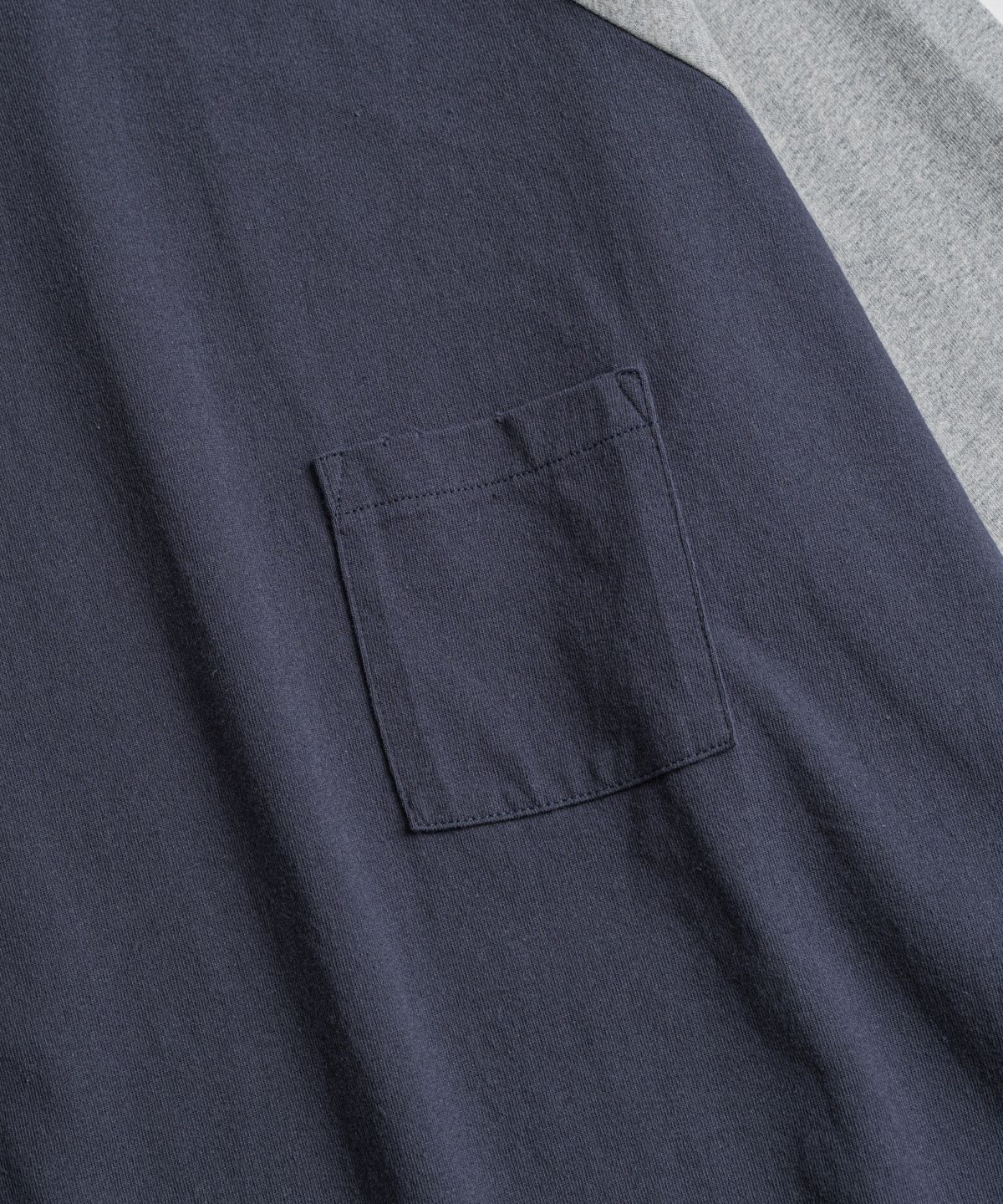 비헤비어(BEHEAVYER) DISTRESSED BASEBALL L/S SHIRTS d.purple/heather