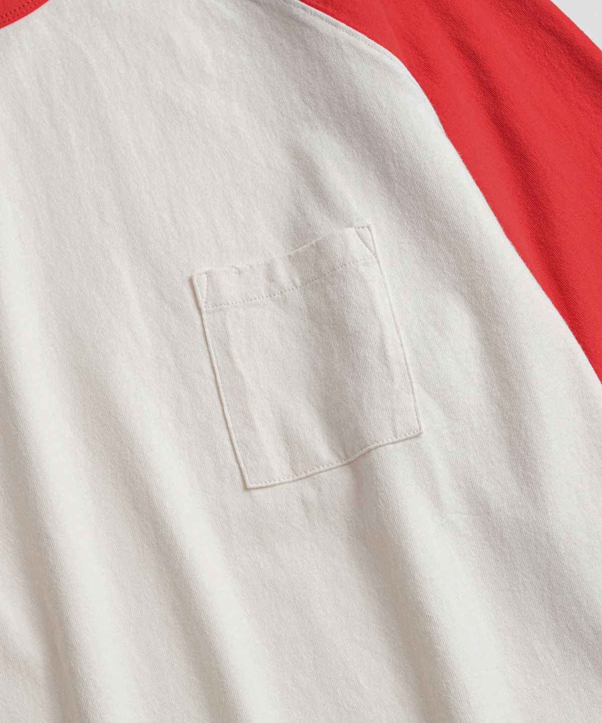 비헤비어(BEHEAVYER) DISTRESSED BASEBALL L/S SHIRTS natural/red