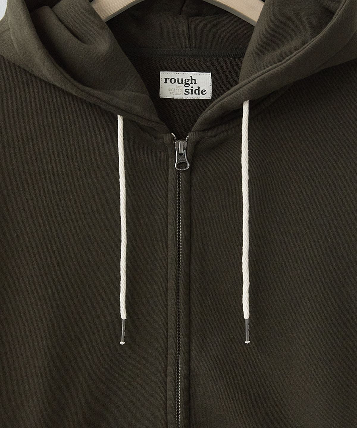 러프사이드(ROUGHSIDE) Oversized Zip Up Hoodie Brown