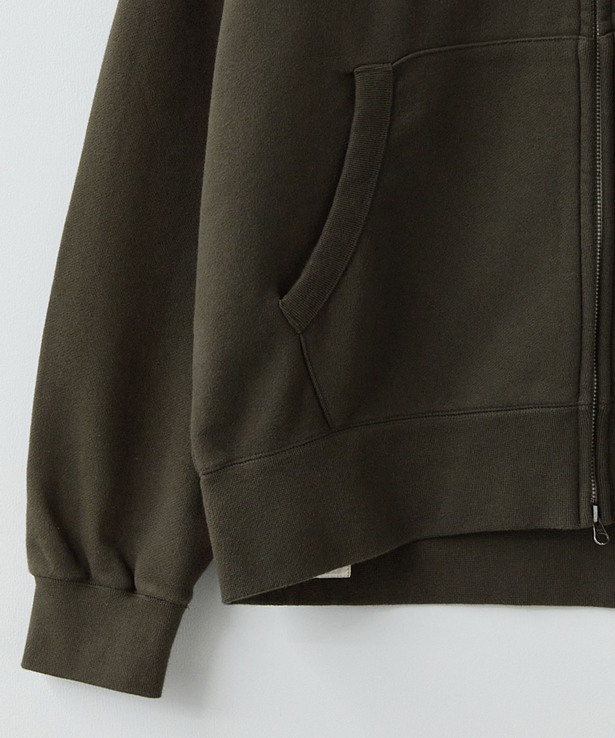 러프사이드(ROUGHSIDE) Oversized Zip Up Hoodie Brown