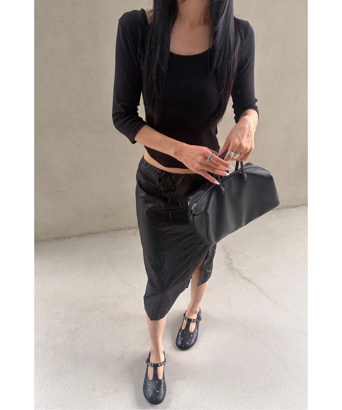 슈콤마보니(SUECOMMA BONNIE) Lune flats(black)_DG1DA26510BLK