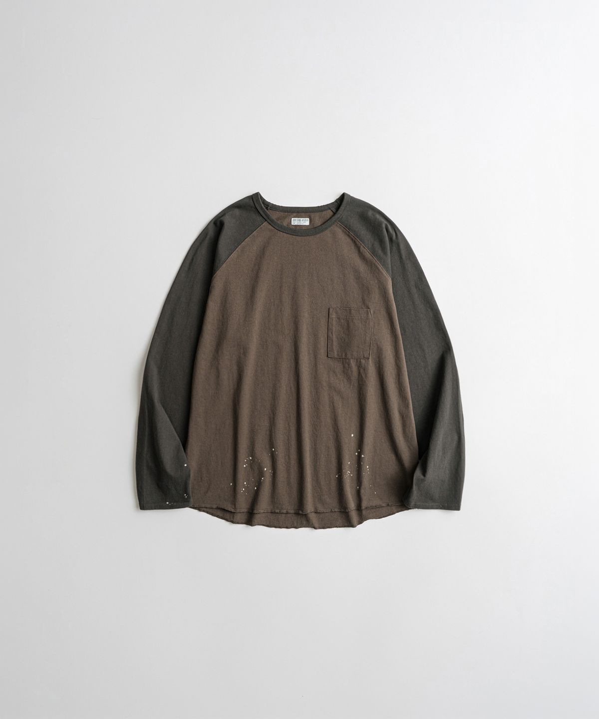비헤비어(BEHEAVYER) DISTRESSED BASEBALL L/S SHIRTS d.brown/brown