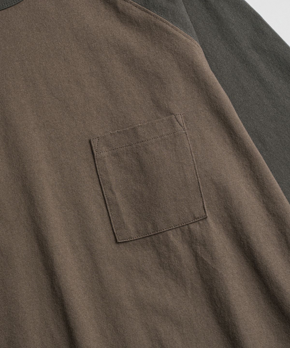 비헤비어(BEHEAVYER) DISTRESSED BASEBALL L/S SHIRTS d.brown/brown