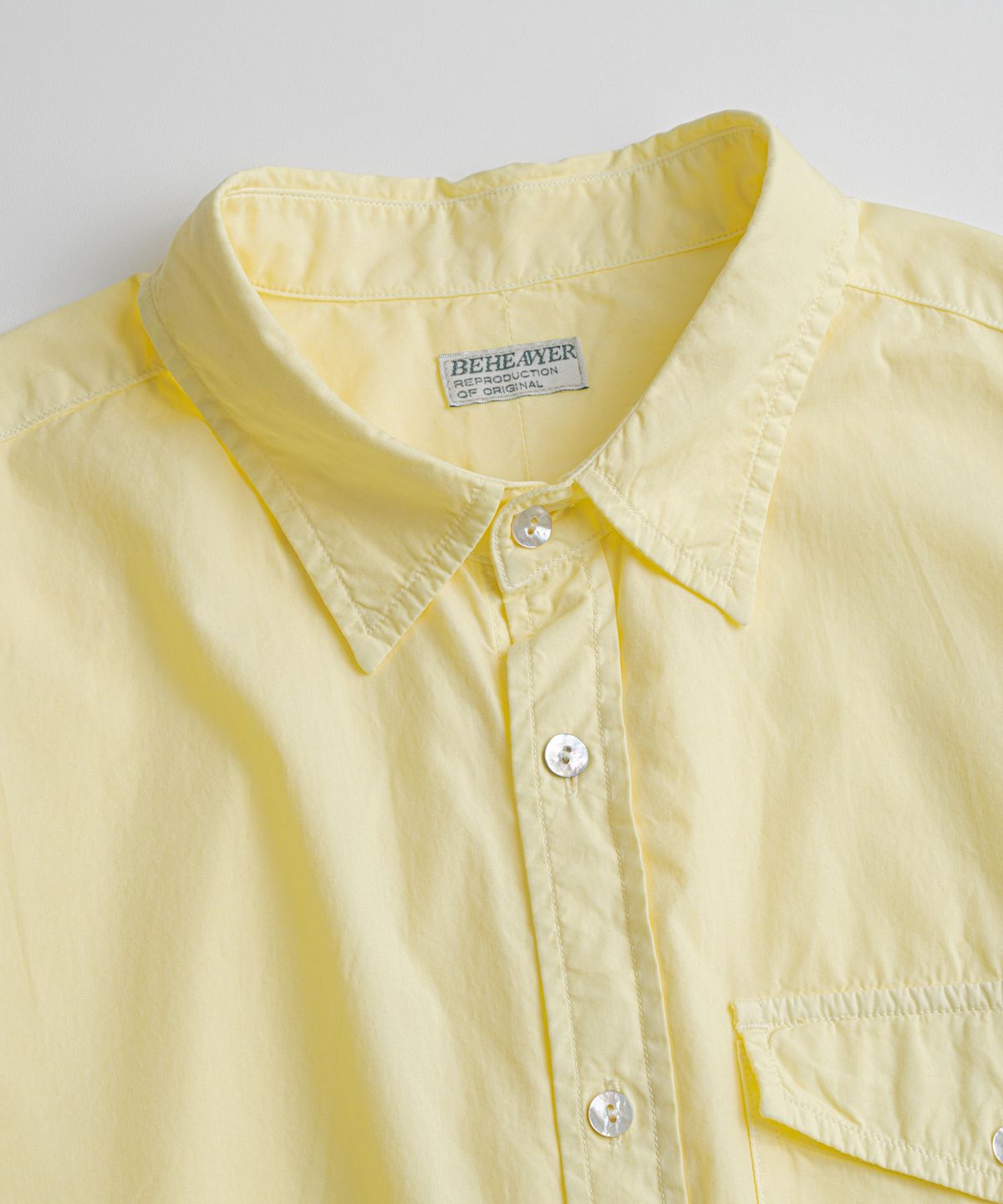 비헤비어(BEHEAVYER) DYED POPLIN CLASSIC SHIRTS lemon