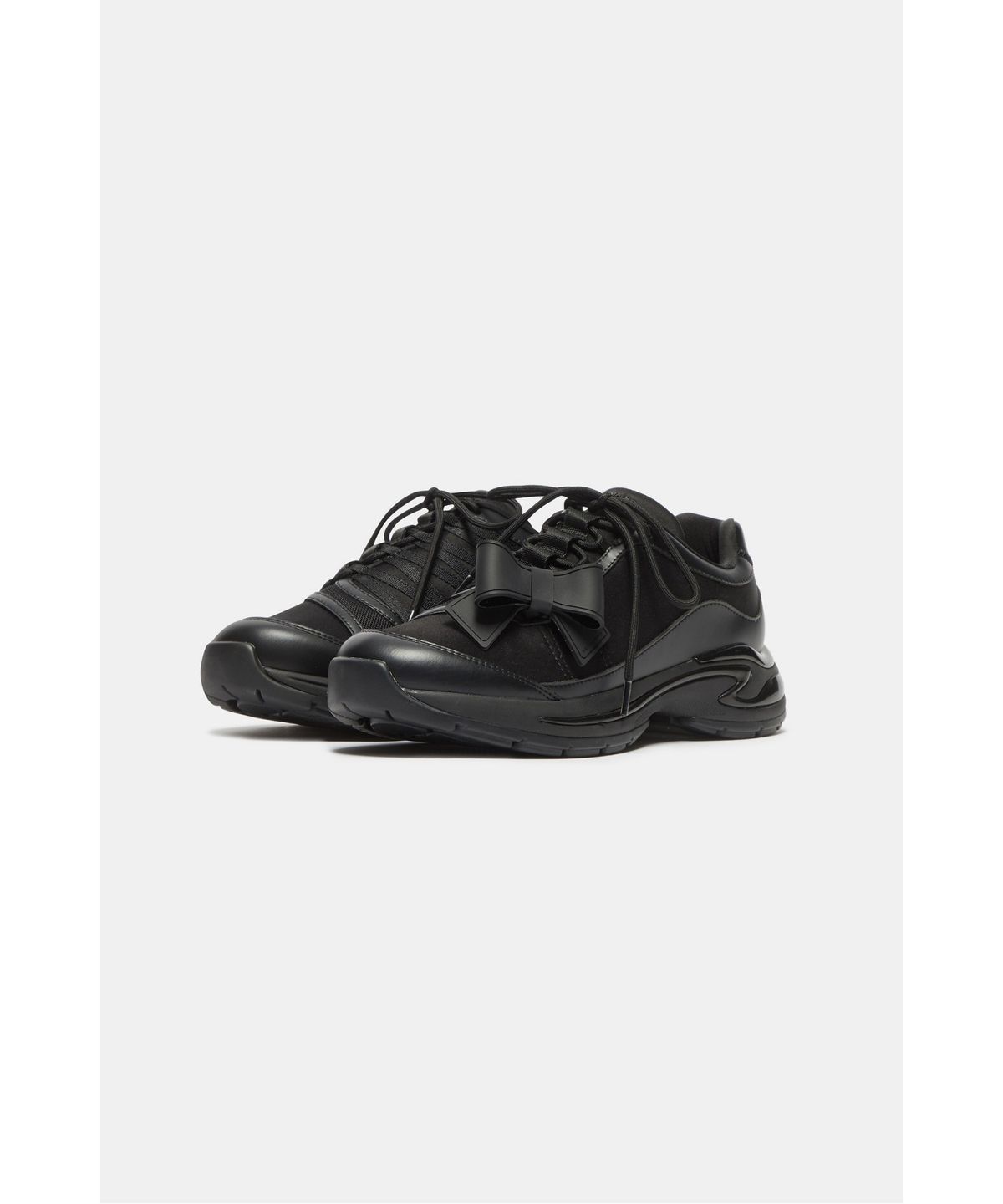 슈콤마보니(SUECOMMA BONNIE) Asymmetric ribbon sneakers(black)_DG4DA26506BLK