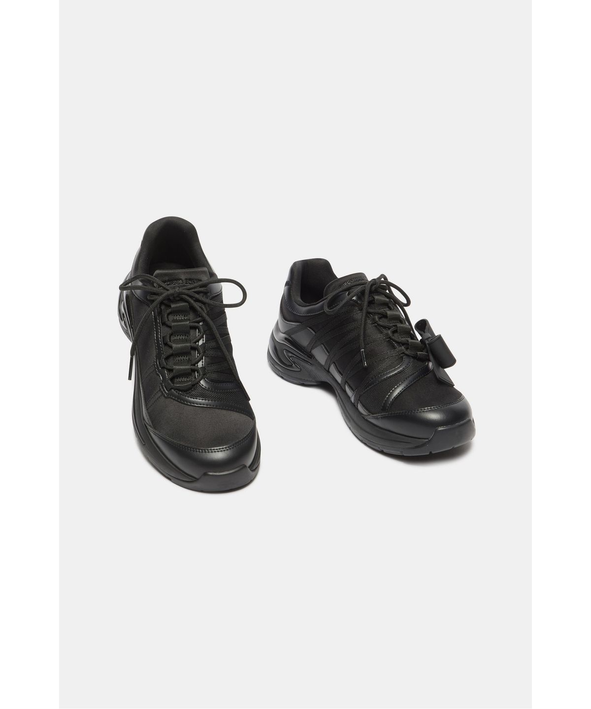 슈콤마보니(SUECOMMA BONNIE) Asymmetric ribbon sneakers(black)_DG4DA26506BLK