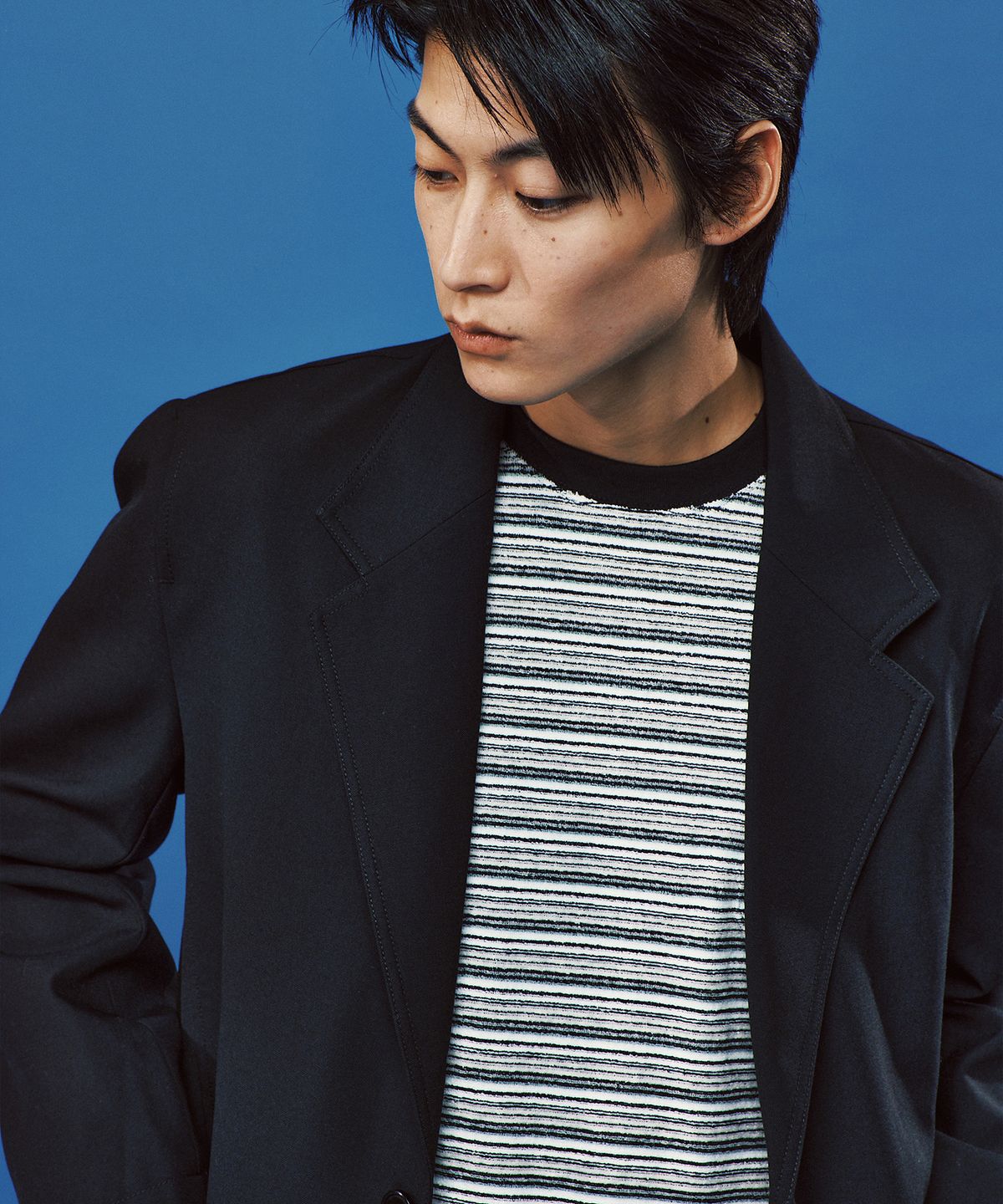 플랙(PLAC) 스트라이프 포켓 티셔츠 블랙