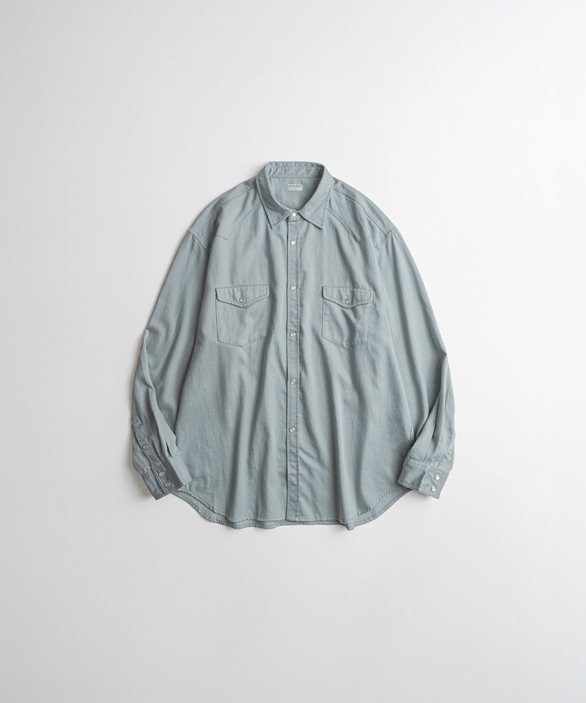 비헤비어(BEHEAVYER) WASHED TENCEL WESTERN SHIRTS dust blue