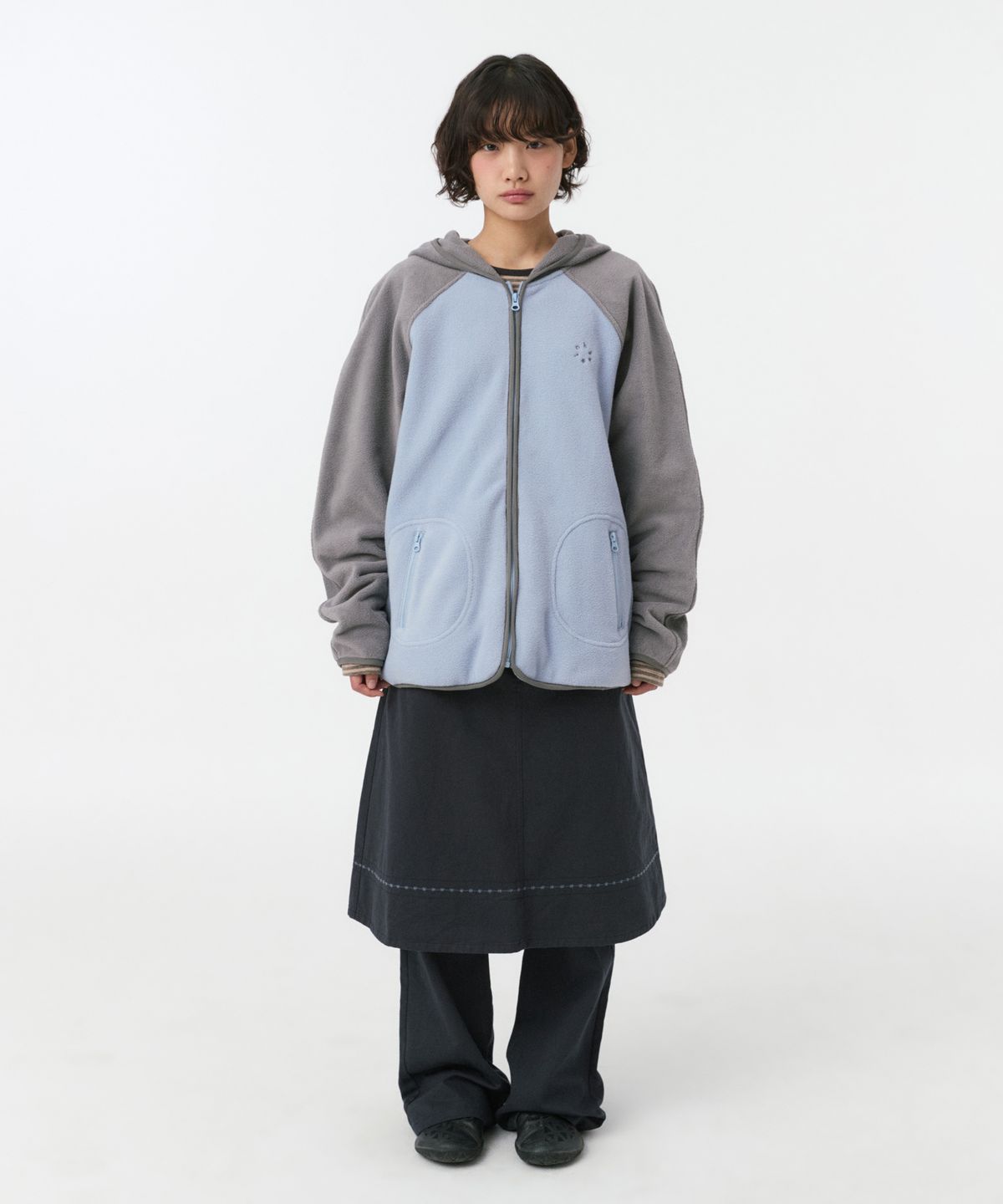 오헤시오(OHESHIO) MINI LOGO FLEECE ZIP-UP, SKY BLUE