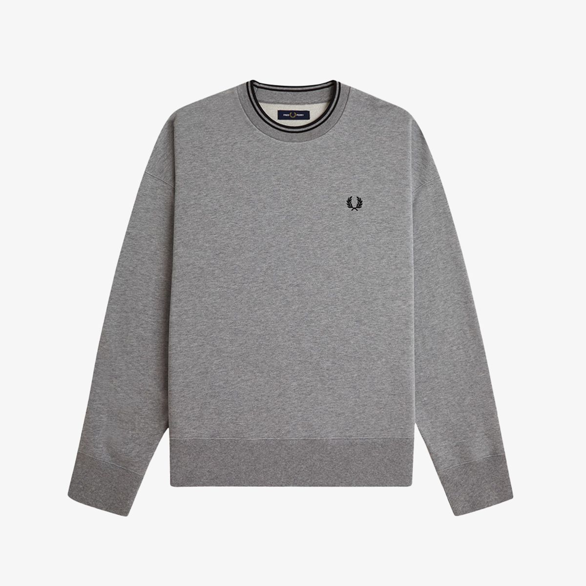 프레드페리(FRED PERRY) [Sport] 오버사이즈드 팁드 스웻셔츠 - 스틸말 AFPM2G33497-420