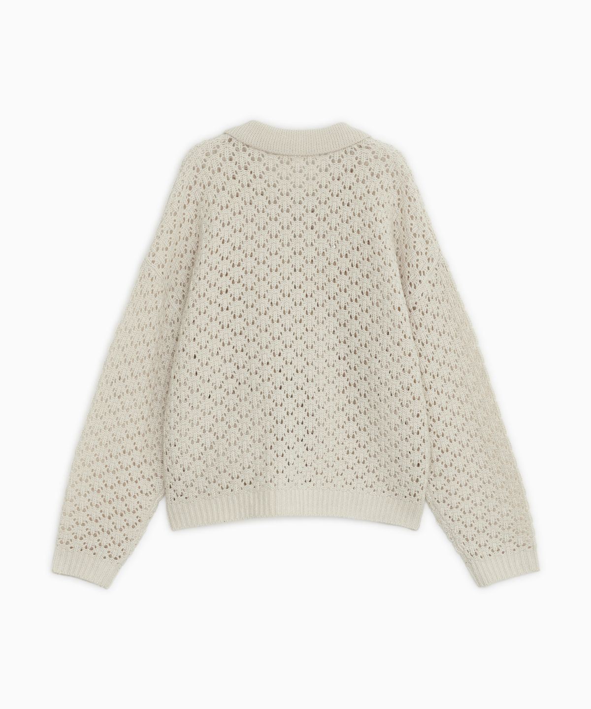 오헤시오(OHESHIO) CROCHET KNIT ZIP-UP, CREAM