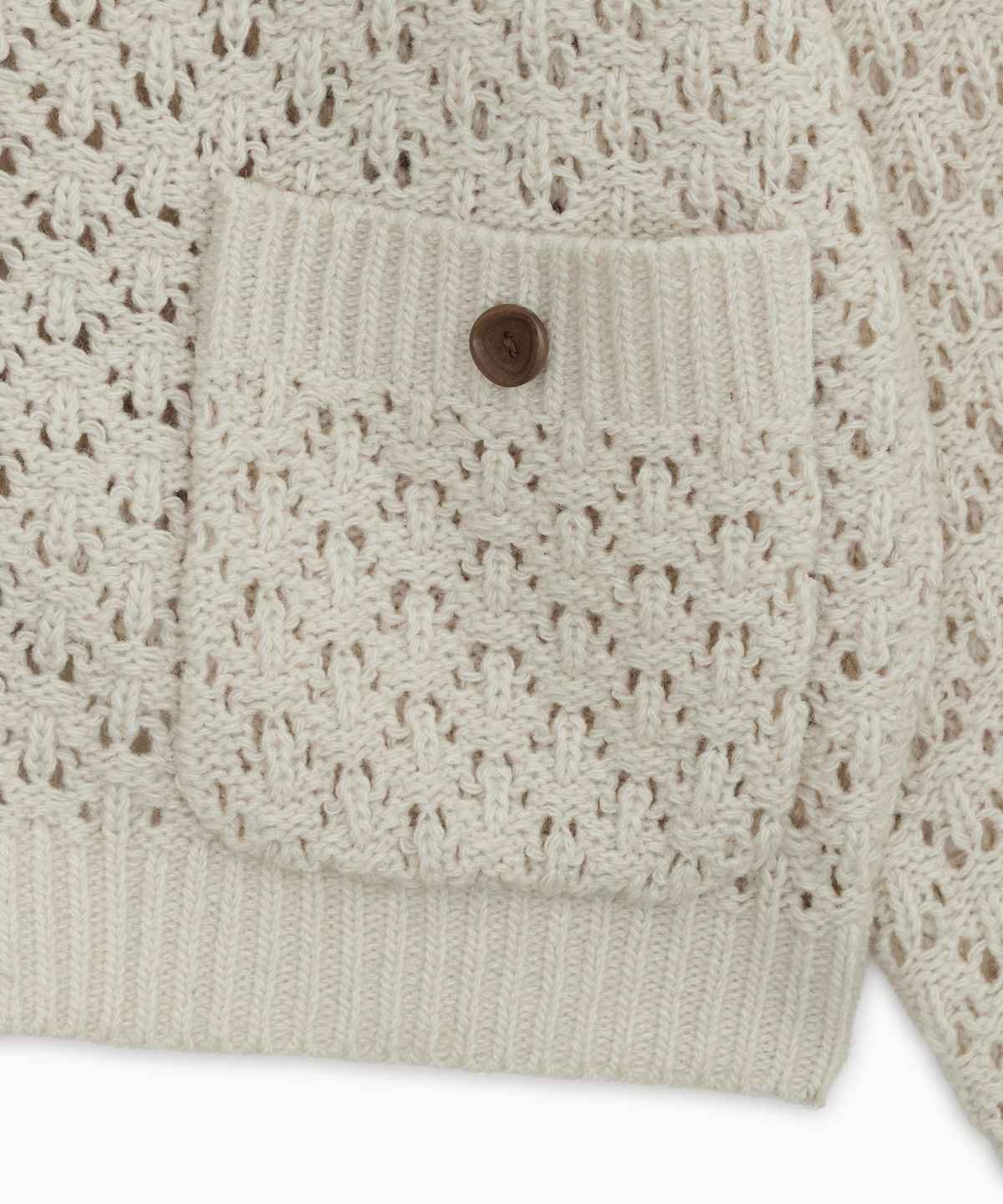 오헤시오(OHESHIO) CROCHET KNIT ZIP-UP, CREAM