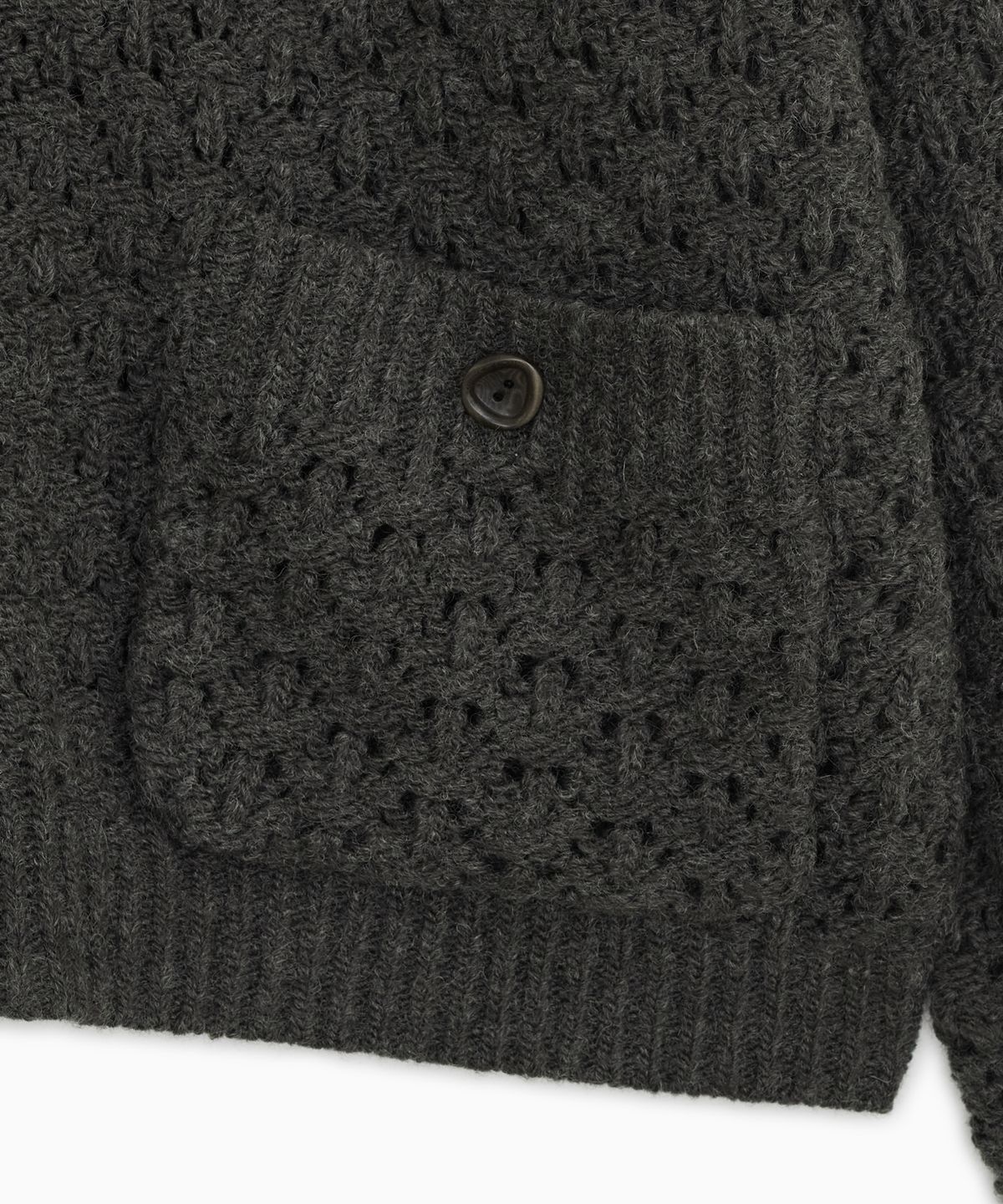 오헤시오(OHESHIO) CROCHET KNIT ZIP-UP, CHARCOAL