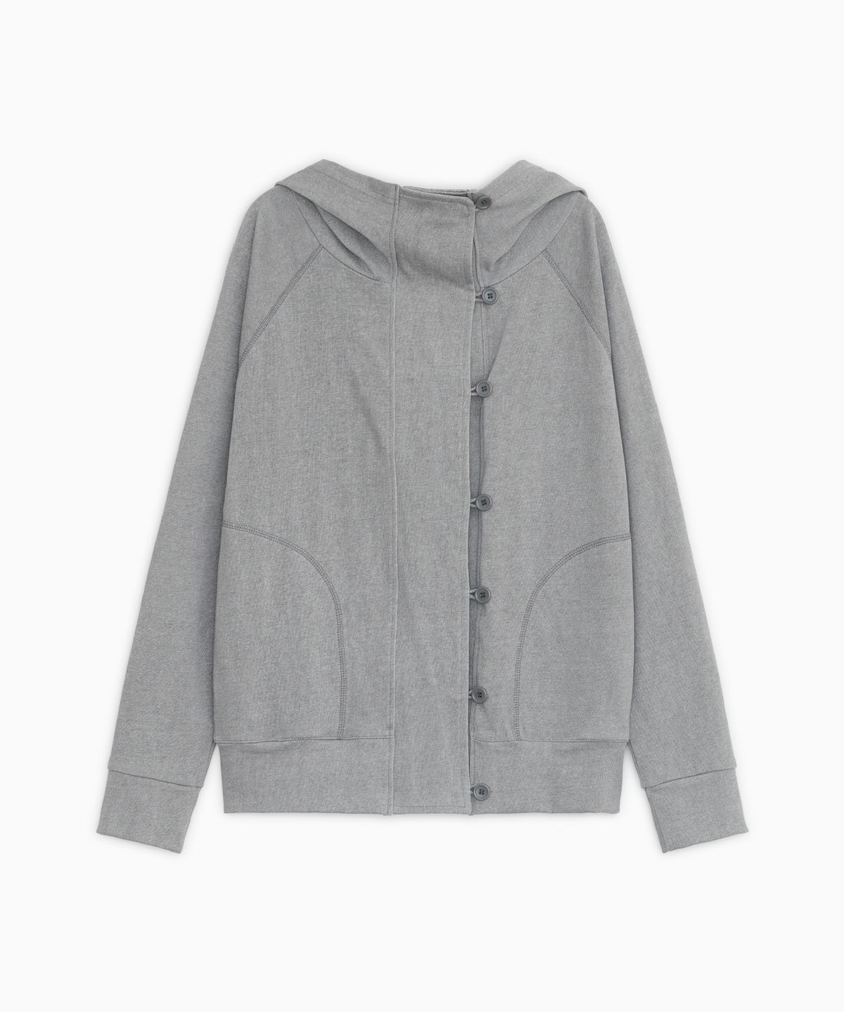 오헤시오(OHESHIO) RAGLAN BUTTON HOODED ZIP-UP, GRAY