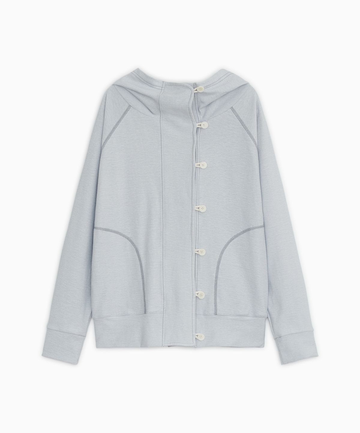 오헤시오(OHESHIO) RAGLAN BUTTON HOODED ZIP-UP, SKY BLUE