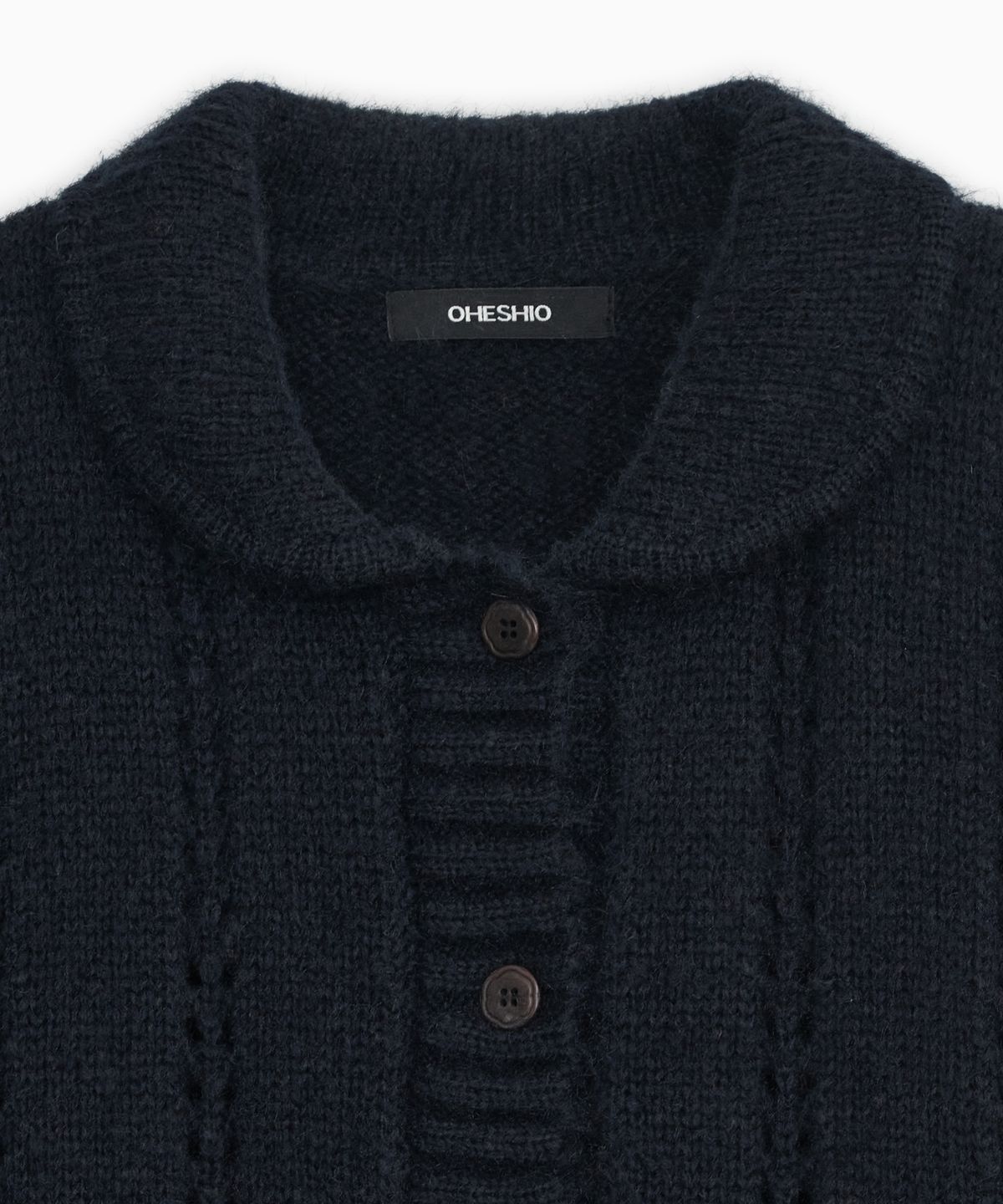 오헤시오(OHESHIO) PUNCHING ROUND COLLAR CARDIGAN, NAVY