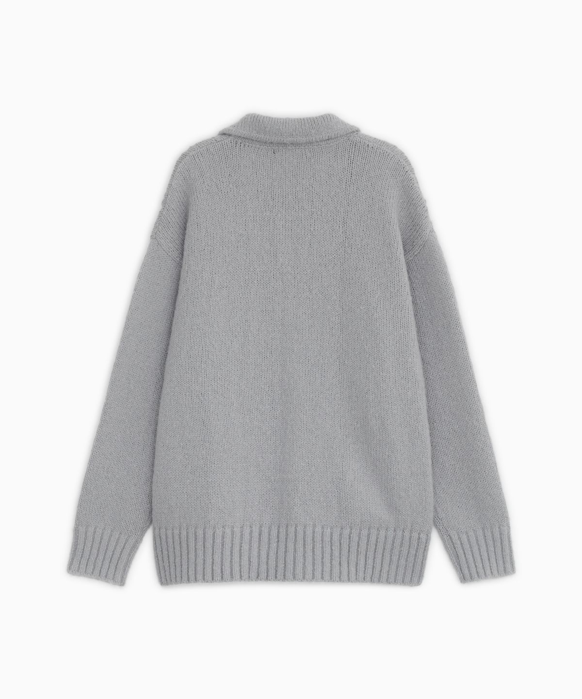 오헤시오(OHESHIO) PUNCHING ROUND COLLAR CARDIGAN, LIGHT GRAY