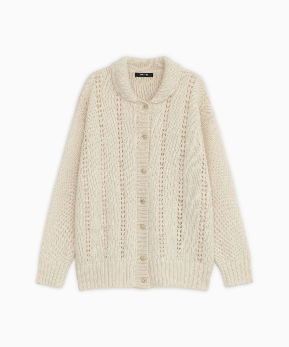 오헤시오(OHESHIO) PUNCHING ROUND COLLAR CARDIGAN, CREAM