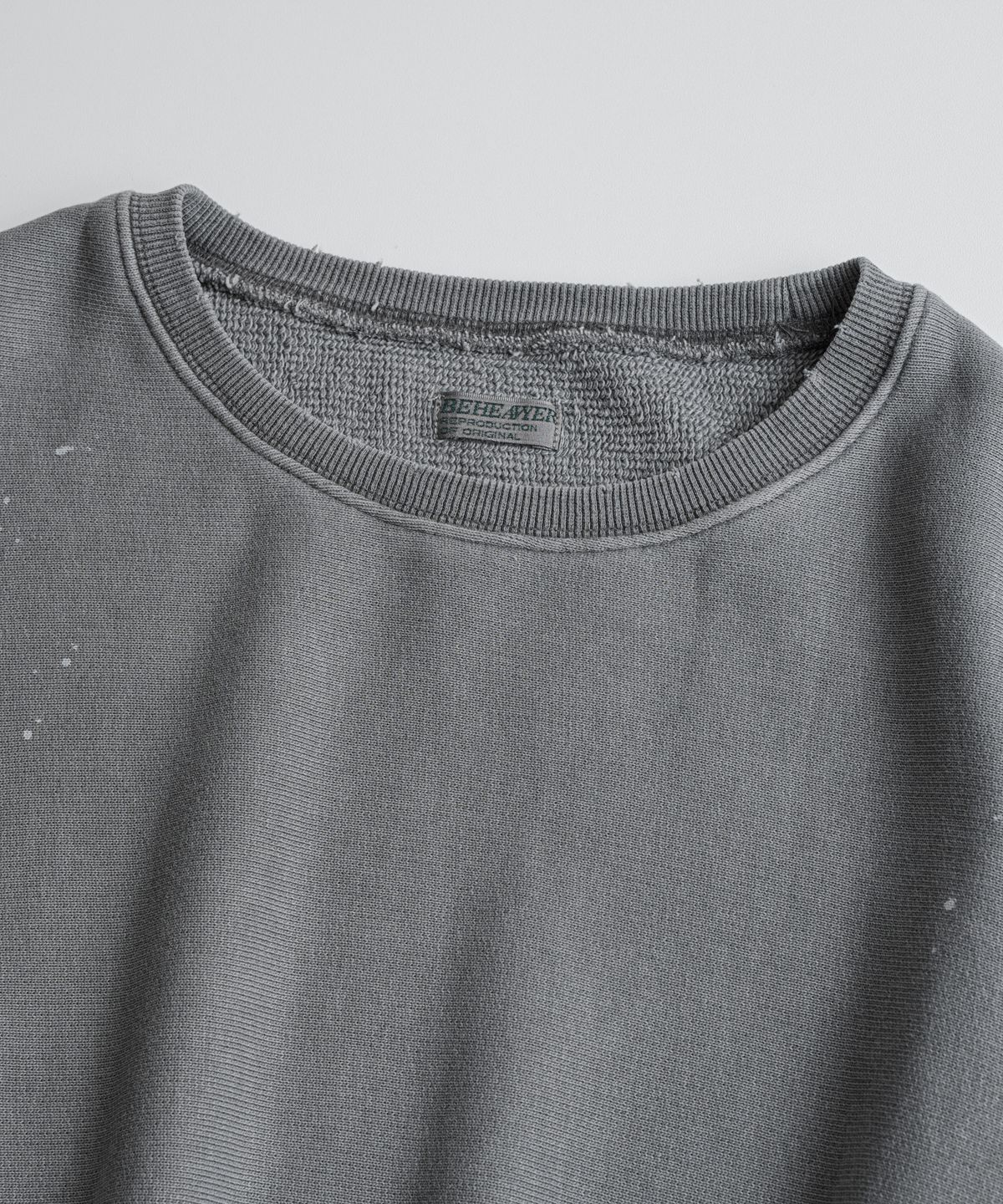 비헤비어(BEHEAVYER) DISTRESSED REVERSEWEAVE SWEAT SHIRTS ash
