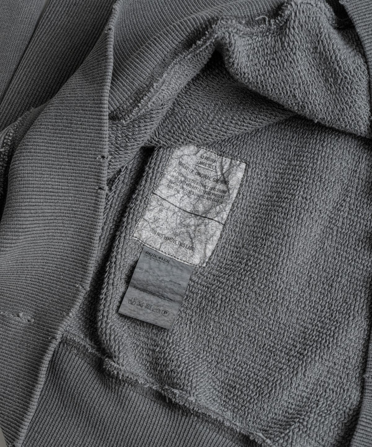 비헤비어(BEHEAVYER) DISTRESSED REVERSEWEAVE SWEAT SHIRTS ash