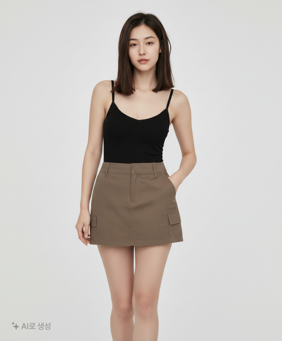 델리센트(DELICCENT) 투 포켓 로우 미니 스커트 [CHARCOAL] S