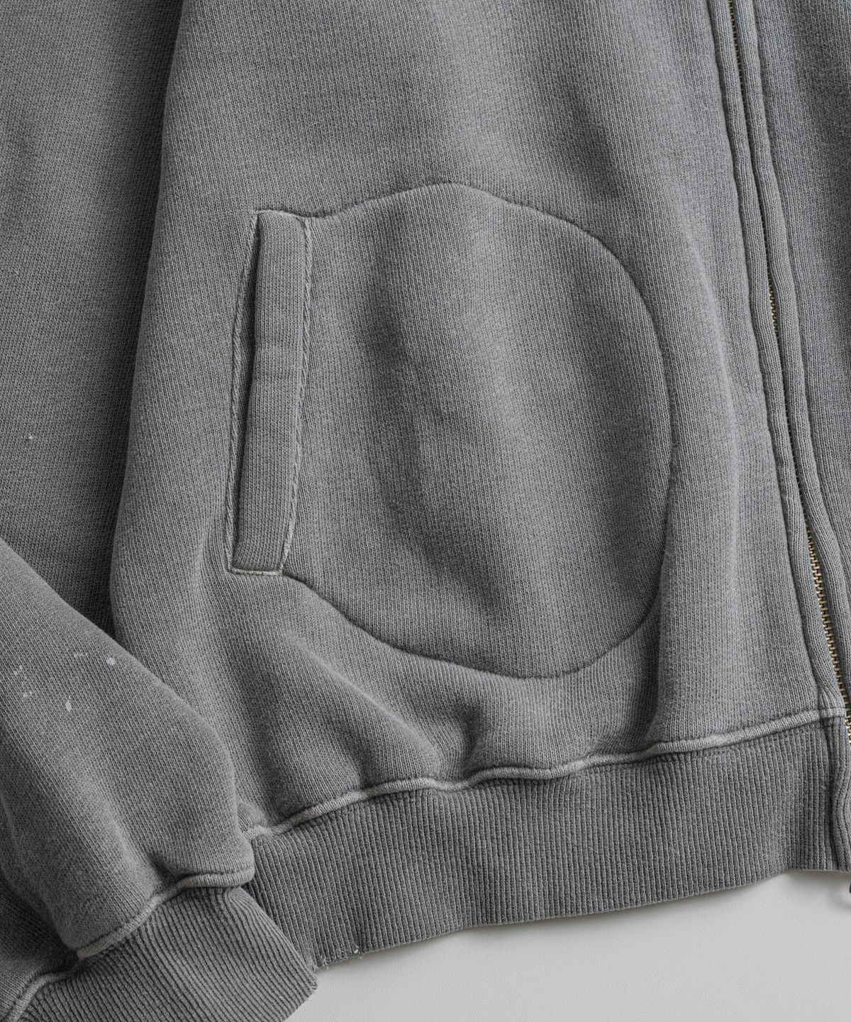 비헤비어(BEHEAVYER) DISTRESSED GLOVE FULL ZIP PARKA ash