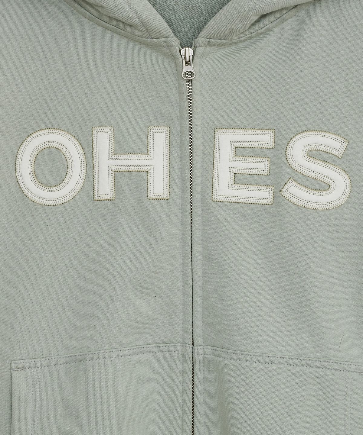 오헤시오(OHESHIO) LOGO PATCH HOODED ZIP-UP, SAGE MINT