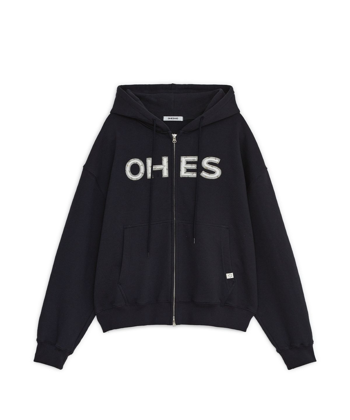 오헤시오(OHESHIO) LOGO PATCH HOODED ZIP-UP, FLORAL NAVY