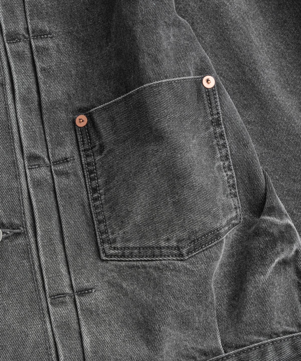 비헤비어(BEHEAVYER) DISTRESSED TYPE-1 DENIM JACKET charcoal