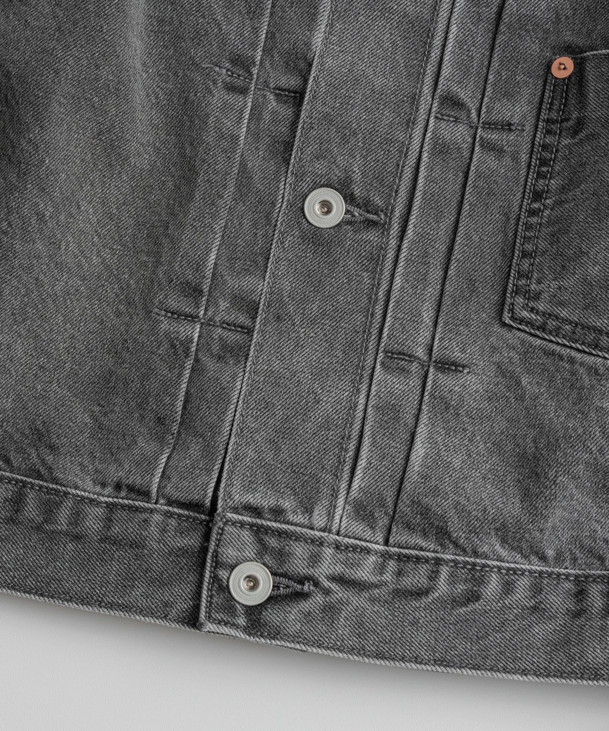 비헤비어(BEHEAVYER) DISTRESSED TYPE-1 DENIM JACKET charcoal