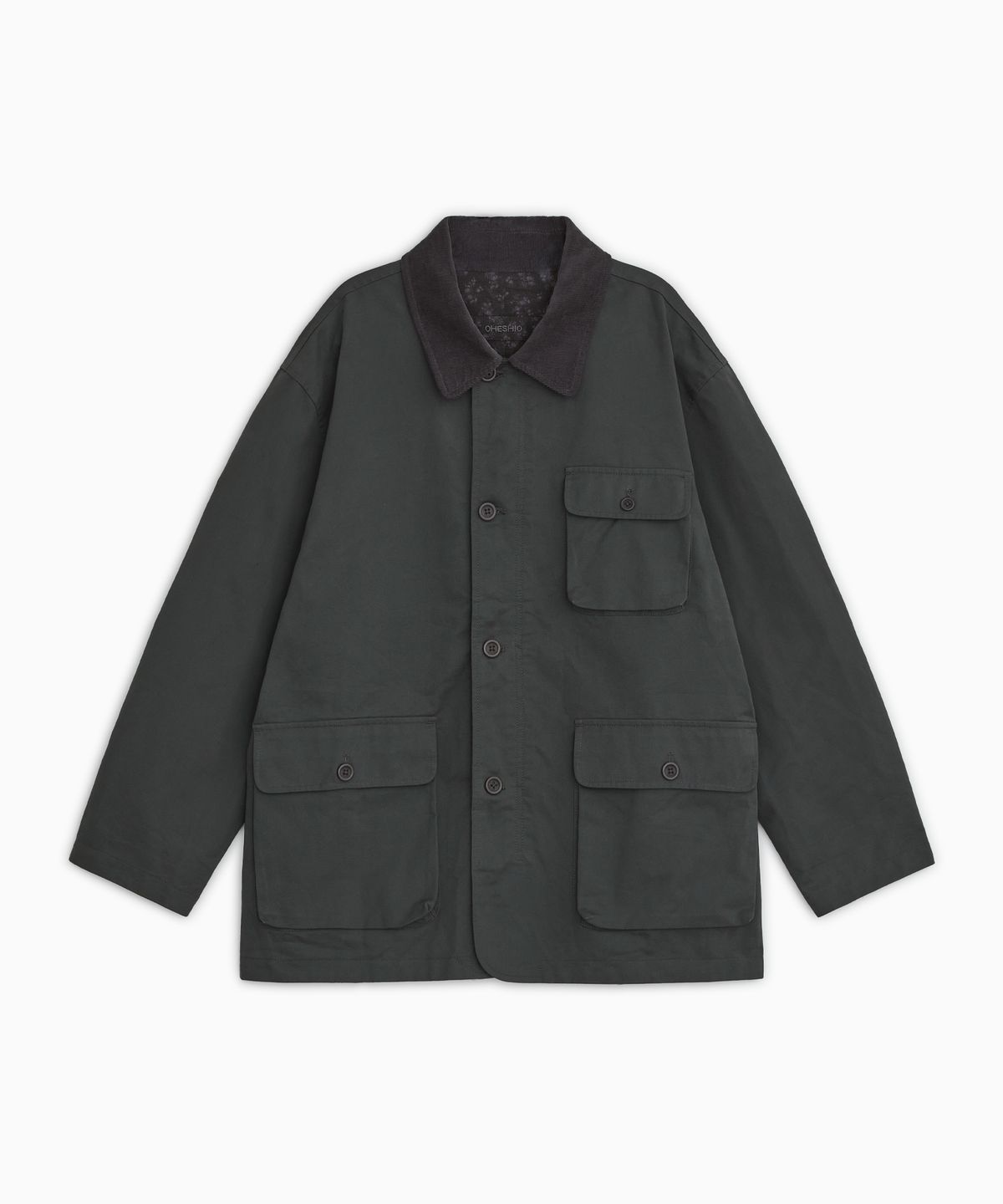오헤시오(OHESHIO) REVERSIBLE FLORAL COTTON JACKET, CHARCOAL