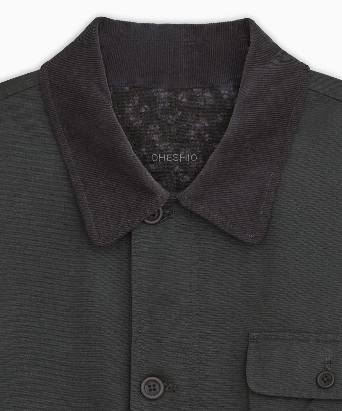 오헤시오(OHESHIO) REVERSIBLE FLORAL COTTON JACKET, CHARCOAL