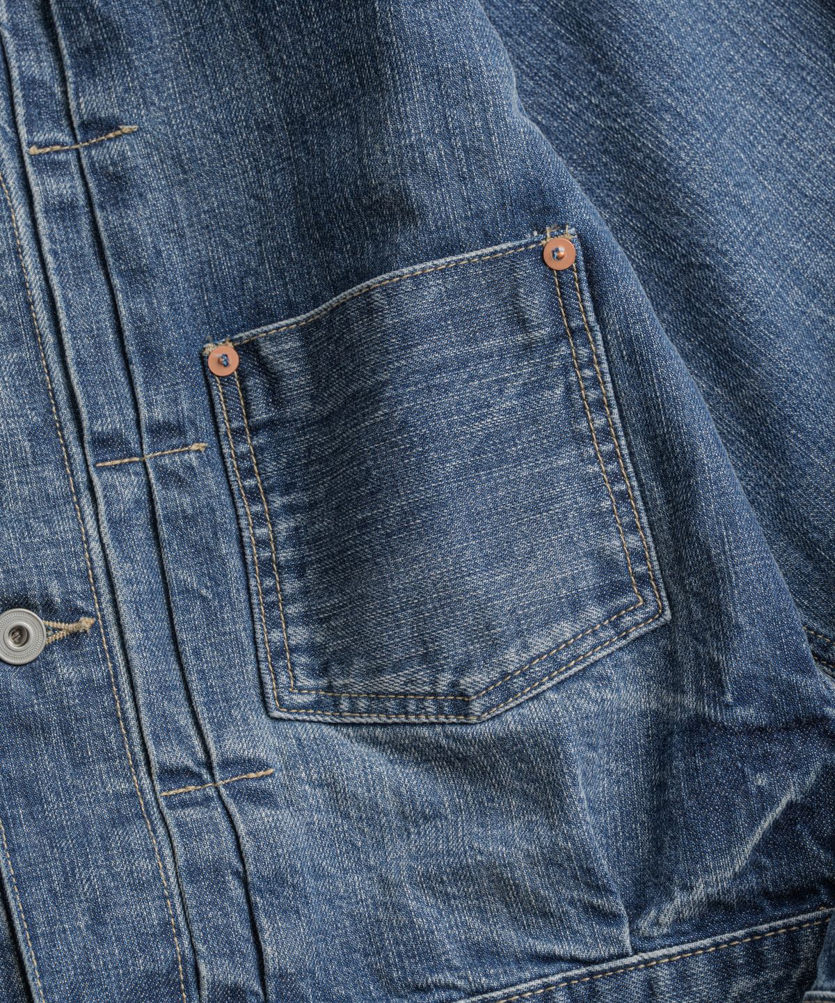 비헤비어(BEHEAVYER) DISTRESSED TYPE-1 DENIM JACKET washed blue