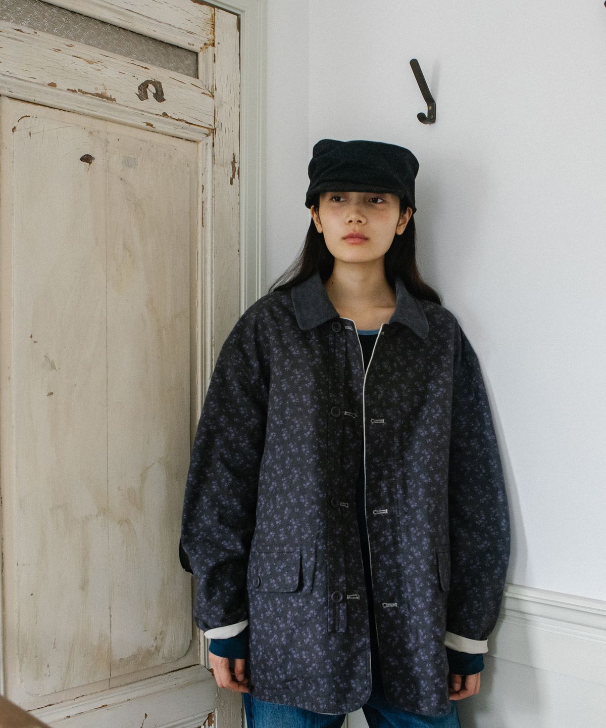 오헤시오(OHESHIO) REVERSIBLE FLORAL COTTON JACKET, BEIGE