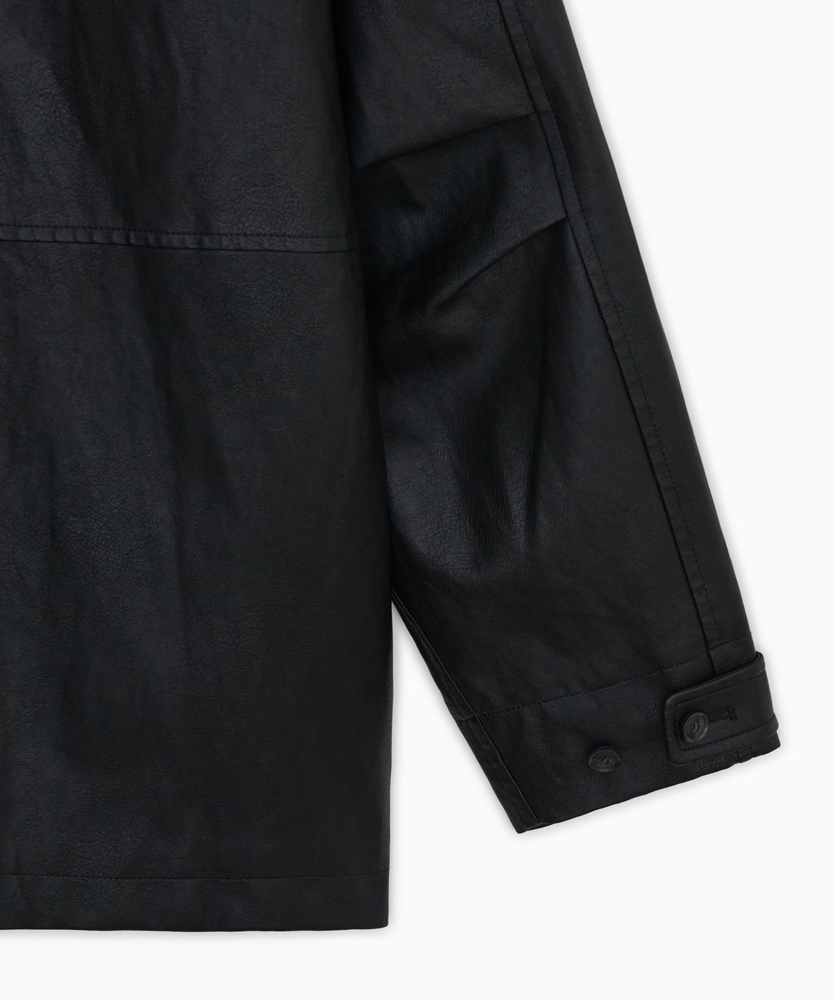 오헤시오(OHESHIO) SIGNATURE LABEL VEGAN LEATHER JACKET, BLACK