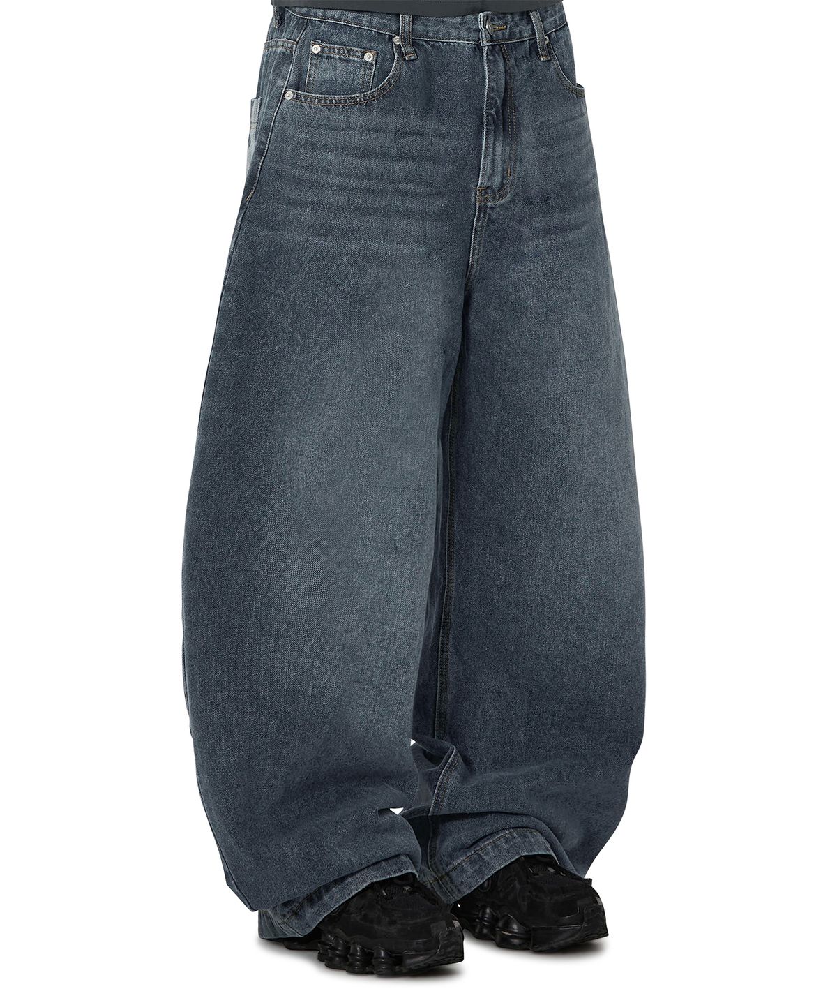 오픈야드(오와이)(OPENYARD(OY)) LASER WIDE VOLUME PANTS - DEEP BLUE