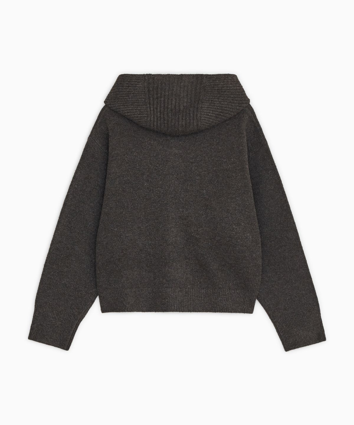 오헤시오(OHESHIO) CROPPED HOODED HIGH NECK CARDIGAN, BROWN